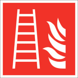 WOLK DIREKT Brandschutzschild, Folie, nachleuchtend, Feuerleiter, Größe: 20,0 x 20,0 cm DIN EN ISO 7010 F003 ASR A1.3 F003 380.A5165