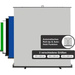 Walimex pro Roll-up Panel (210 cm, 220 cm), Hintergrundsystem, Grau