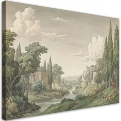WANDBILD alte landschaft retro architektur