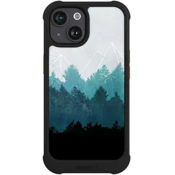 Nivocase Hülle für Apple iPhone 15 Stossfeste Handyhülle NIVOmax Case Schwarz Abstrakt Baum Wald (Apple iPhone 15), Smartphone Hülle, Schwarz