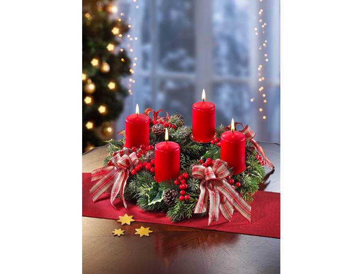 Wiederverwendbarer Adventskranz, Rot-Grün