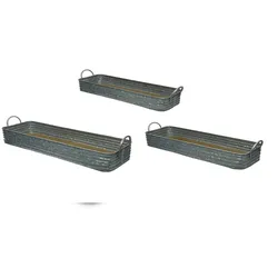 Kaemingk Dekotablett Zink Holzboden grau  L.65 cm 3-teilig