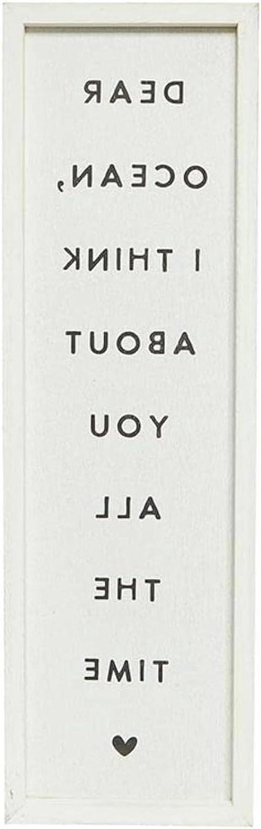 Wit Houten Wandbord met Gedicht Tekst en Typografie - 51 x 69 cm