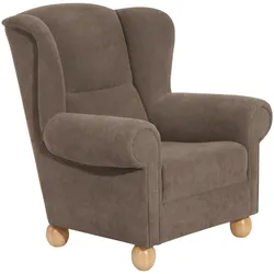OHRENBACKENSESSEL Kasha Bezug Veloursstoff Buche natur / sahara