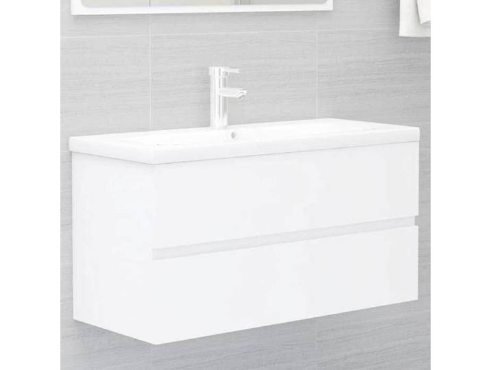 NEW 2026  Meuble Lavabo de Bain - 1 PC - Armoire d'évier - avec lavabo intégré Blanc Bois d'ingénierie 90x38.5x45 cm L6227