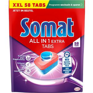 Somat Spülmaschinentabs All in 1 Extra, kraftvolle Reinigung, wirksam gegen Eingekrustetes, 58 Tabs