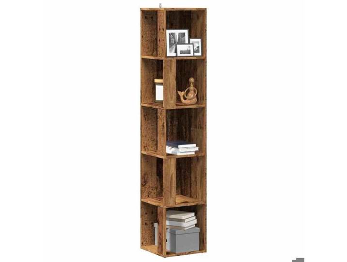 (Vente chaude)Armoire d'angle 1PC - SWEETY - Support/Cabinet rangement - Dessus robuste - vieux bois 33x33x165cm - bois d'ingénierie