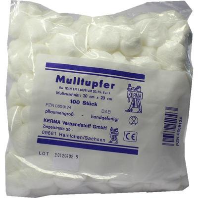 KERMA Verbandstoff GmbH MULLTUPFER 20x20 cm pflaumengroß unsteril 100 St 00659124