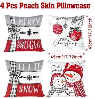 Daily Deals Depot Home Decorations Christmas Ornament Pillow Case, Merry Christmas Cushion Cover, New Year Gifts, Navidad Gifts style 1