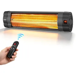 VEVOR Infrarot Heizstrahler 2500W Elektrischer Infrarotstrahler Wandgerät, Infrarotheizung für Garten Terrasse Balkon, Bedienfeld & Fernbedienung, 3 Heizstufen, 24h Timer, Hitzebeständiges PP-Material