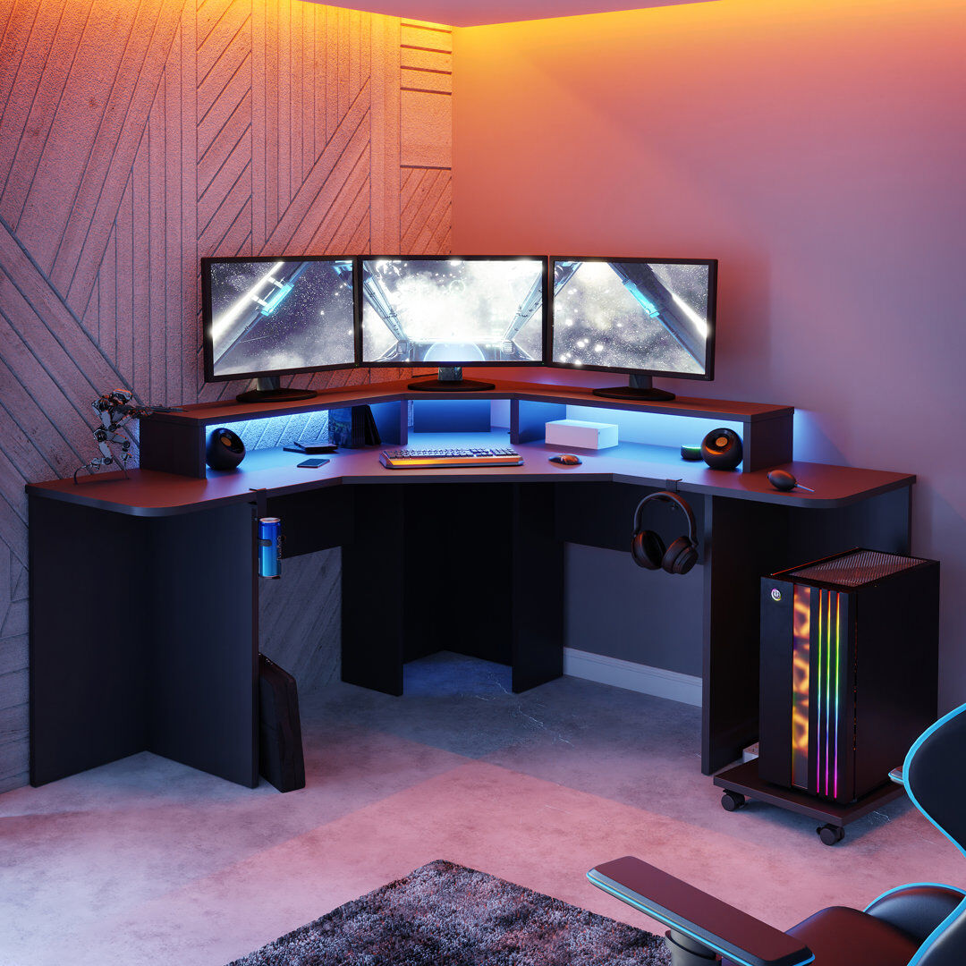 Metro Dairon L-Shaped Computer Desk Black 91.1cm H X 160cm W X 160cm D