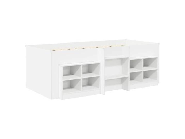 KTHLBRH Bettgestell Loft mit Unterschrank, 3-teilig, weiß, Holz Platzsparendes Design, inkl. Leiter, integrierter Kleiderschrank, für Matratze 90x190 cm