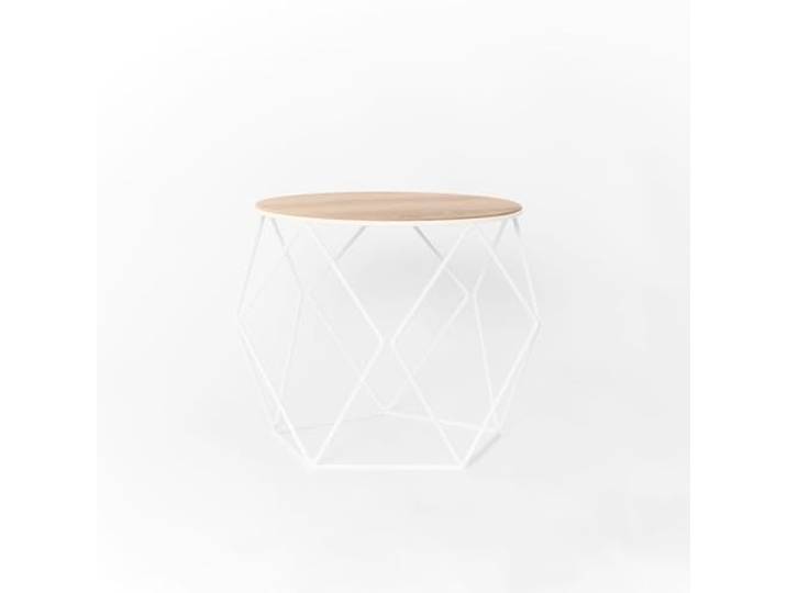 MYWIRE® Couchtisch Sanna - großer runder Couchtisch aus Holz & Metall, Ø 44 cm, Industrial Design, robuster Beistelltisch für Wohnzimmer (Verkehrsweiss)