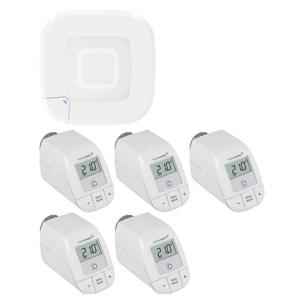 Homematic IP Set bestehend aus Funk Access Point 2 und 5x Heizkörperthermostat - basic (161314A0+5x153412A2)