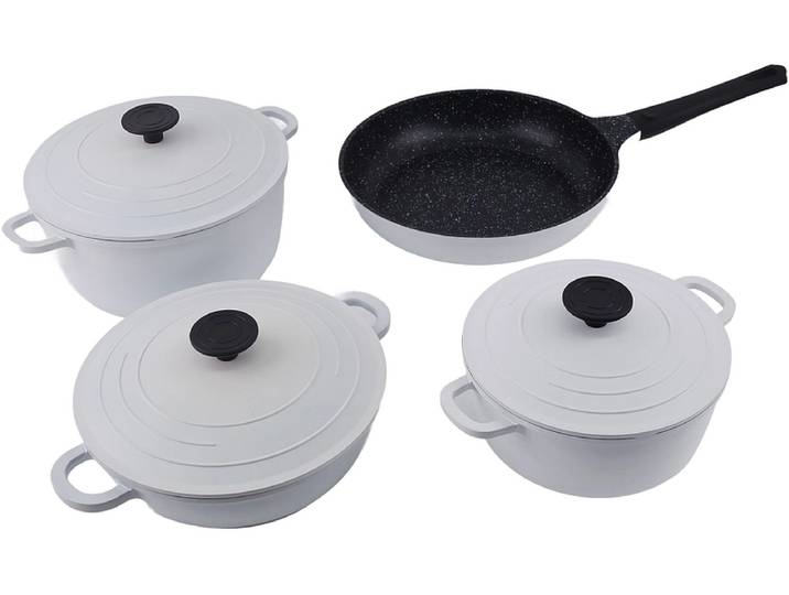 Kochset ENOLA HOME COOKING 7 Stück aluminium Weiss