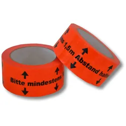 VEPATIM 36x Warnklebeband "Bitte mind. 1,5m Abstand halten" PVC NKK geräuscharm 50mm x 66m