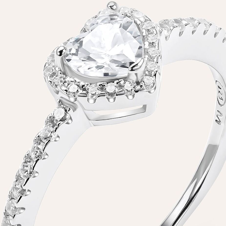 Stroili Anello Solitario Silver Elegance Argento Rodiato Cubic Zirconia Collezione: Silver Elegance - Misura 56 Bianco