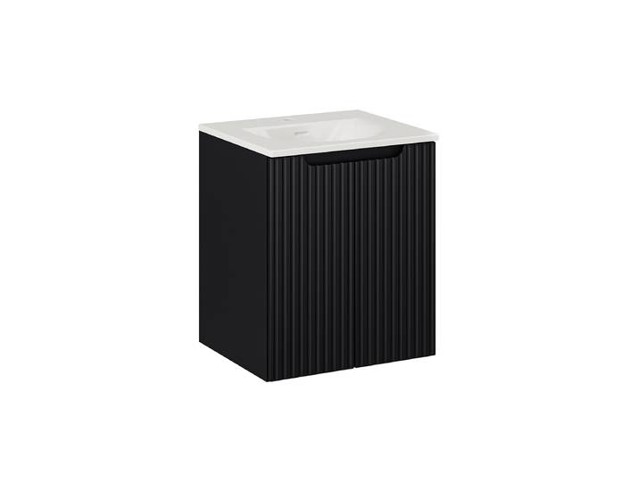 Meuble simple vasque encastrée 50cm 2 portes Riva Noir