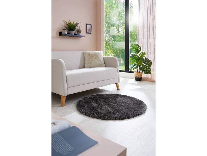 Tapis à poils hauts Gela rond Ø 100cm Noir/Anthracite