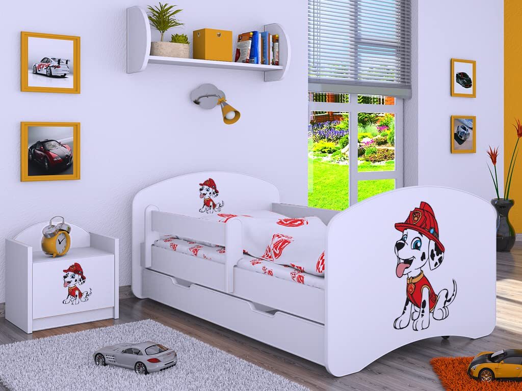 BDW Kinderbett Super Hunde, Babybett Kinderzimmer, Weiß (Motiv 4), 190 x 90 cm