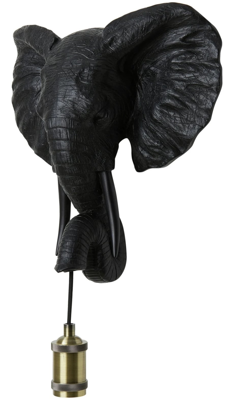 Wandlamp Light & Living Elephant mat zwart B: 35 cm, D: 13 cm, H: 36 cm
