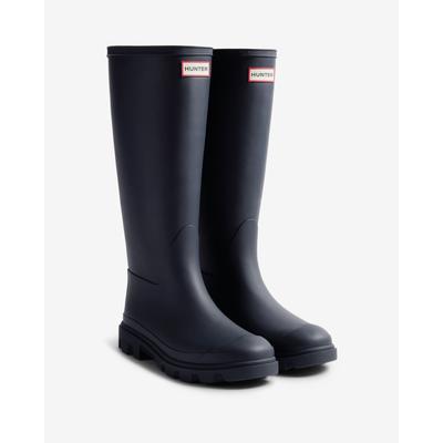Gummistiefel HUNTER "UNISEX DOWNPOUR TALL BOOT", Damen, Gr. 42, blau (hunter navy), Gummi, Schuhe Gummistiefel, wasserdicht
