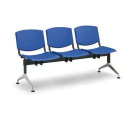 Kunststoff-Wartezimmerbank, Traversenbank SMILE, 3-sitzig, blau