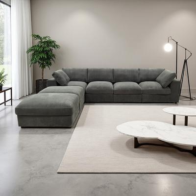 ZWYO HOSIMU "132"" Modern Corduroy Reversible Modular Sectional Sofa with Medium Firm Seat Cushion for Living Room"