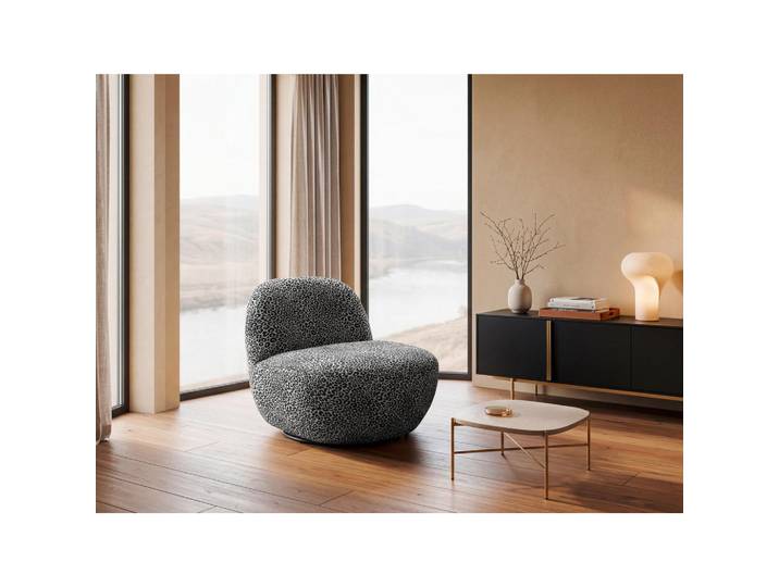 Mid.you Sessel Leonidas L, Schwarz, Weiß, Metall, Leopard, 83x73x95 cm, Sitzfläche 360° drehbar, Wohnzimmer, Sessel, Sonstige Sessel