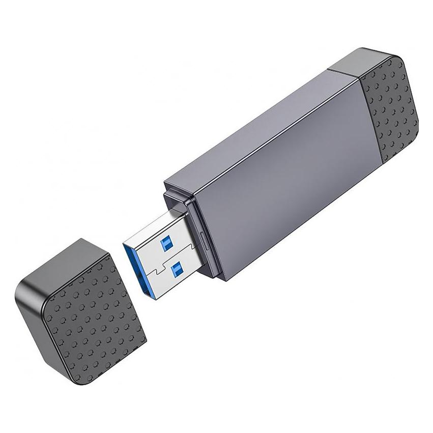 Hoco Headphone with microphone Card reader SD / TF USB A / USB C 2.0 metal gray (USB 3.0, USB-C 3.0) (48837538)