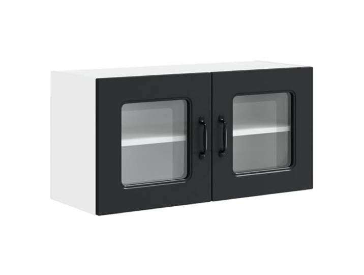 HKTMGDNG Küchen-Wandschrank Schwarz 80x31x40 cm Holzwerkstoff 2 Türen Platzsparer Hängeschrank für Küche und Esszimmer mit 2 Ablagen für Geschirr und Kochutensilien für Ordnung.