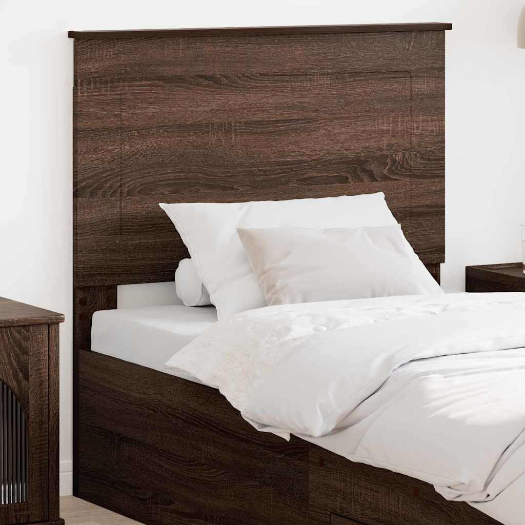 17 Stories Panel Headboard Brown Oak European Toddler (80 x 160 cm)
