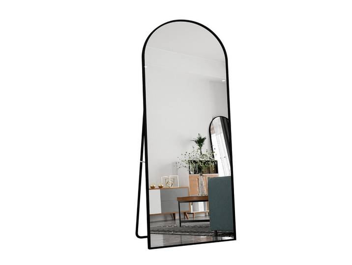 Shopentra Standspiegel 180x80 cm Bogenform Schwarz Bruchsicher Wandmontage Möglich, Glas, 2x180x80 cm, Spiegel, Standspiegel