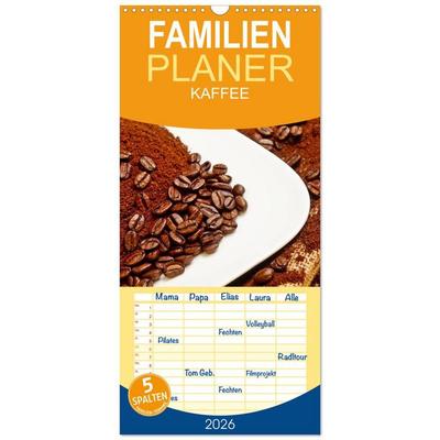 Familienplaner 2026 - KAFFEE 2026 mit 5 Spalten (Wandkalender, 21 x 45 cm) CALVENDO