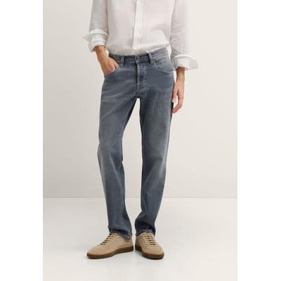 5-Pocket-Jeans BUGATTI "Slim Fit", Herren, Gr. 34, Länge 30, blau (256, grau), 81% Baumwolle, 11% Lyocell, 6% Polyester, 2% Elasthan, Jeans 5-Pocket-Jeans, italian premium denim fabric