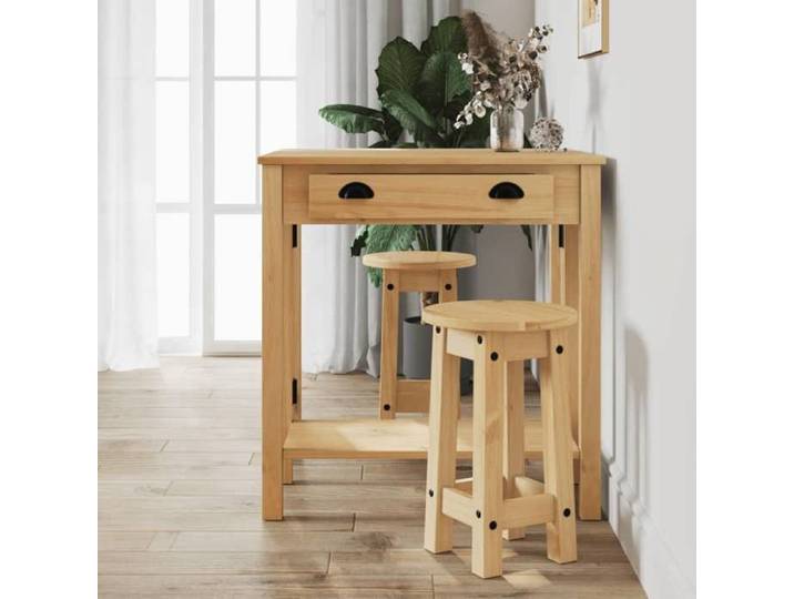 Remise Ensemble de bar 3 pcs Ensemble Table Haute avec 2 Tabourets bois de pin massif JILIMAISON2025 5242124