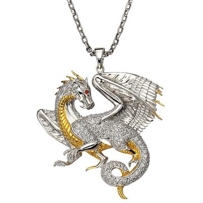 Kettenanhänger FIRETTI "Schmuck Geschenk Silber 925 Halsschmuck Anhänger Drache", gold (silberfarben, gelbgoldfarben, orange, weiß), Schmuckanhänger, Damen, Silber 925 (Sterlingsilber), 11,5 g, Kettenanhänger, mit Zirkonia (synth.)