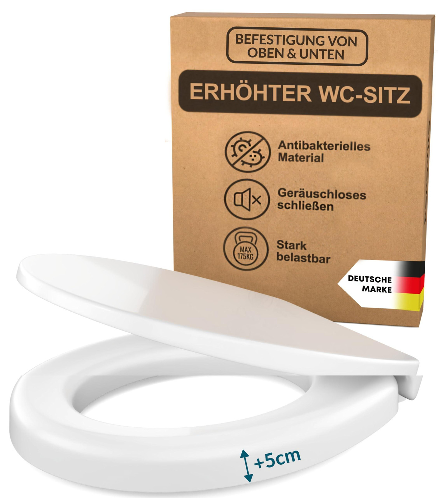 Verhoogde Toiletbril met Soft-Close Mechanisme