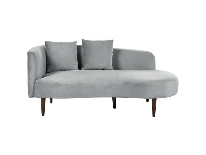 CHAISELONGUE Samtstoff hellgrau linksseitig Chaumont