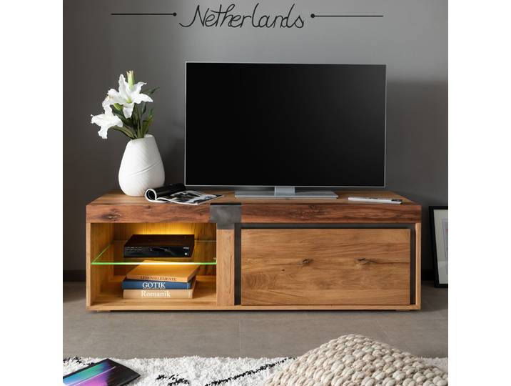 Meuble TV 150x48 Chênes sauvage et lombard huilé Bois naturel NEW AMSTERDAM #01