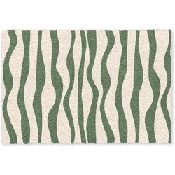 FUSSMATTE Wellenlinien - Beige - Grün - Streifen - Abstrakt Fußabtreter 180x120 cm
