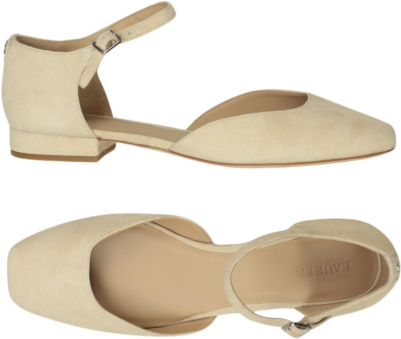 Lauren Ralph Lauren Damen Ballerina, Beige, Gr. EU 41, Leder - Second Hand