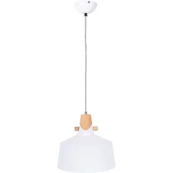 LED Hängeleuchte Pendelleuchte Schlafzimmerlampe Metall Weiß Holzoptik H 150 cm