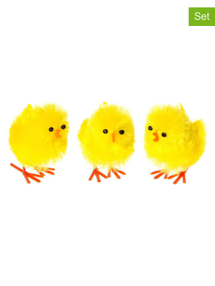 Verso 3er-Set: Dekofiguren "Chick" in Gelb - (H)6 cm - onesize