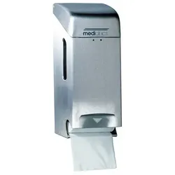 Mediclinics Toilettenpapierhalter Edelstahl geschliffen für 2 Standard Toilettenpapierrollen, mit Sichtfenster