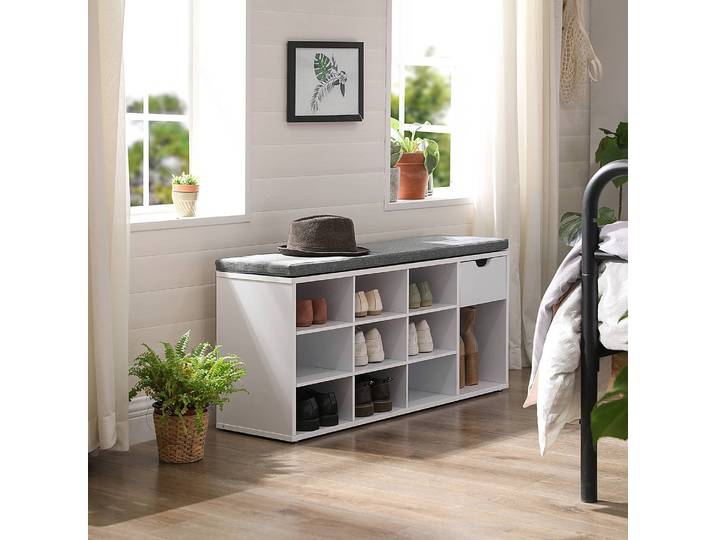 Schuhbank 104 cm 104 x 48 x 31cm Weiß