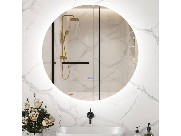 kleankin Miroir LED Rond Salle Bain 60cm Gris