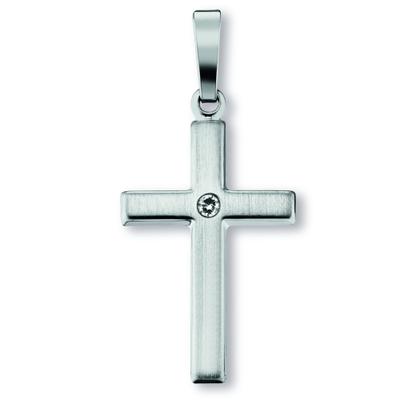 Kette mit Anhänger ONE ELEMENT "Zirkonia Kreuz Anhänger aus 925 Silber", silber, Halsketten, Damen, Silber 925 (Sterlingsilber), Feine Gestaltung – ein Sinnbild mit ruhiger Eleganz
