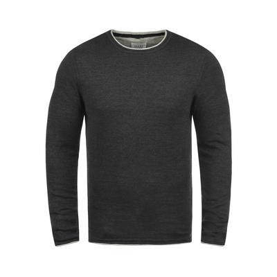 Rundhalspullover BLEND "Rundhalspullover BHOdin", Herren, Gr. L, grau (charcoal), Obermaterial: 100% Baumwolle CO., Pullover Rundhalspullover