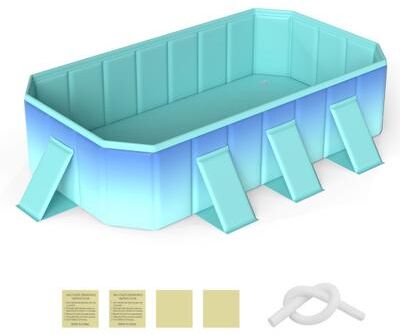 Costway Non-Inflatable Swimming Pool Portable Around Ground Pool with 8 Support Panels-Gradient